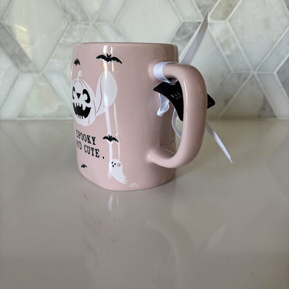 Rae Dunn Disney Spooky and Cute Stitch Mug Pink Textured New - Picture 2 of 10